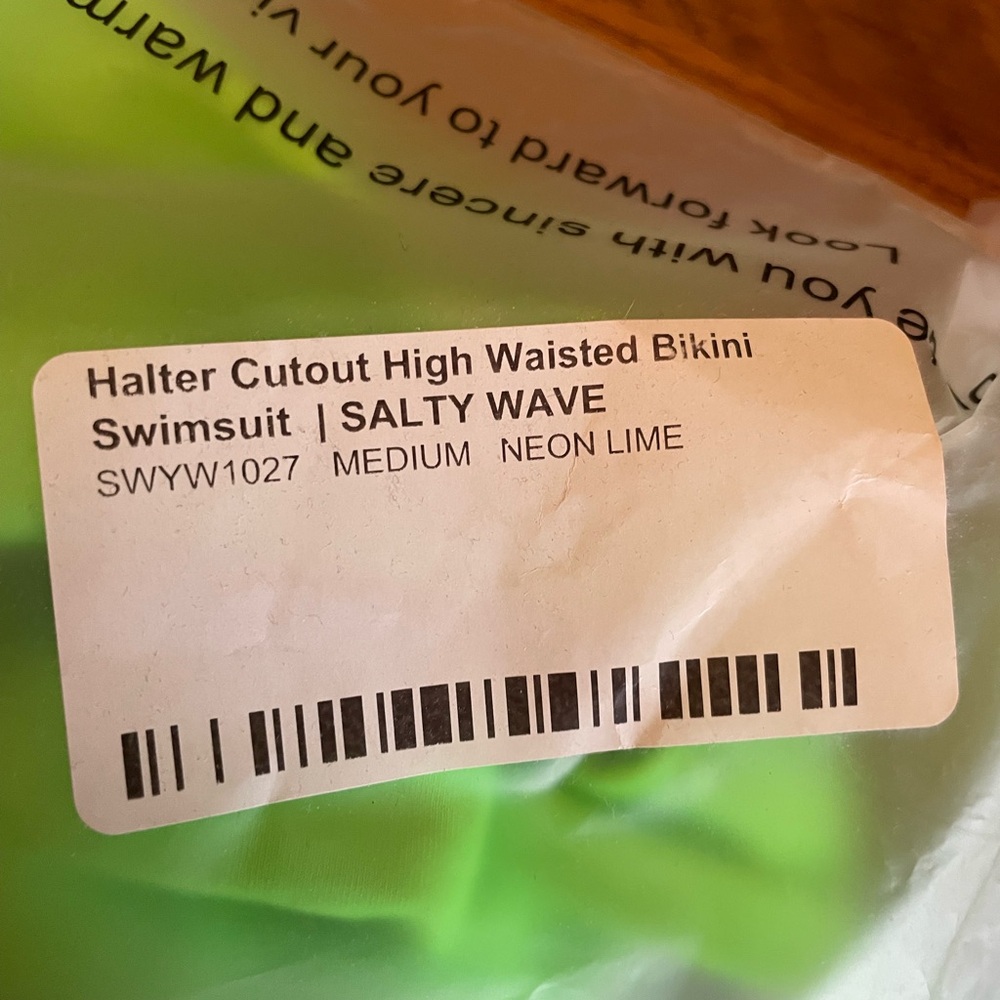 Neon Lime Halter Cutout High Waisted Bikini